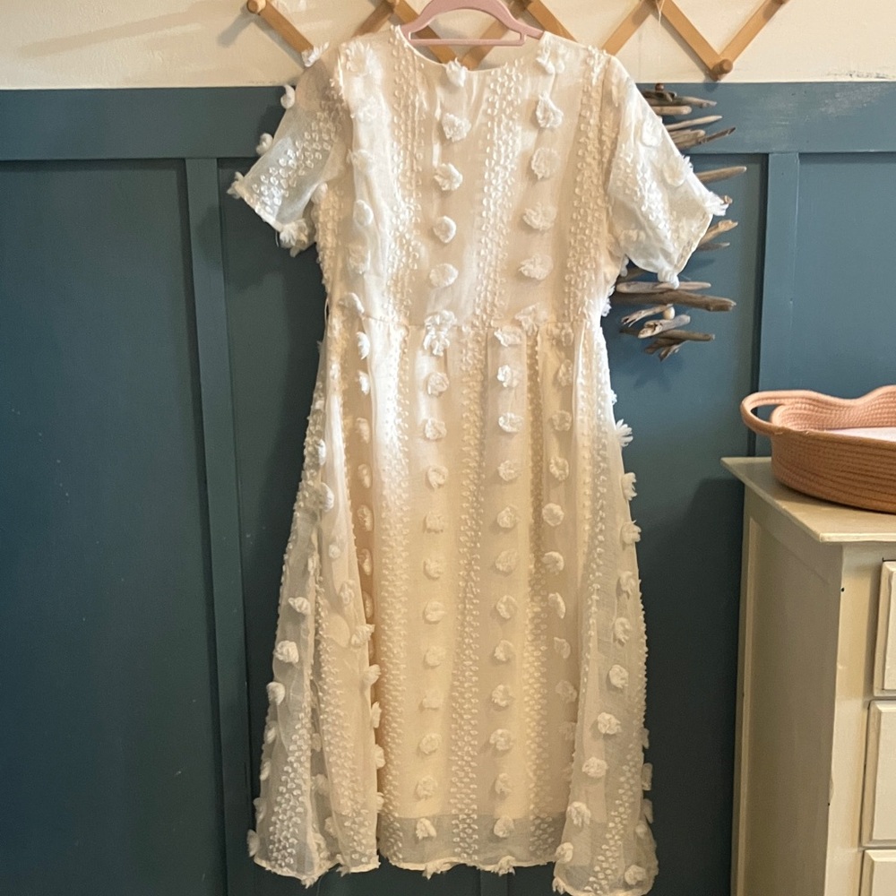Baltic Born White Textured Midi Dress